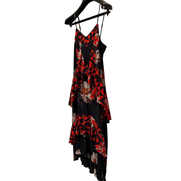 Joie NWT Size 0 Black & Red Spaghetti Strap
 V-Neck Layered Party Dress (0598) - Picture 5 of 13